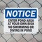 Signmission Enter Pond Area At Your Own Risk No Swimming, 14 in W x Rectangle, Plastic OS-2PACK-NS-P-1014-L-12081 - alternate 5